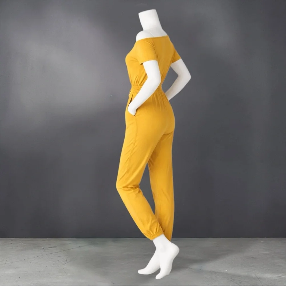 Capella Mustard Two-Way Shoulder Drawstring Jumpsuit